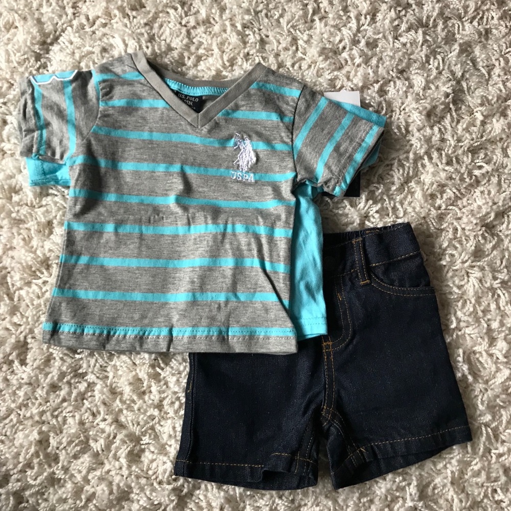 U.S. Polo Assn | 3-Pc T-Shirt & Short Set | 3-6 M